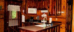 Kitchenette in Cedar Splendor Cabin at a Lazee Daze in the Ozarks in Eureka Springs Arkansas